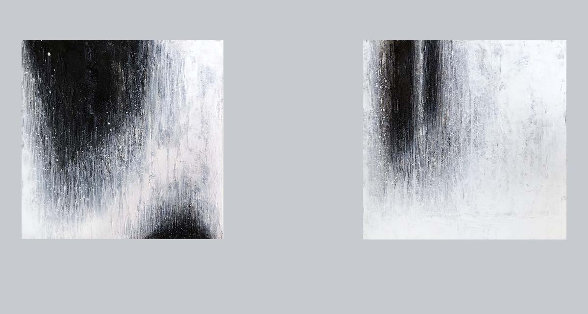 Oil on canvas black and white
