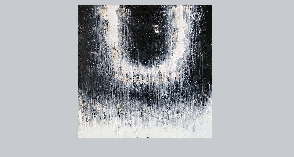 oil on canvas, grey and yellow